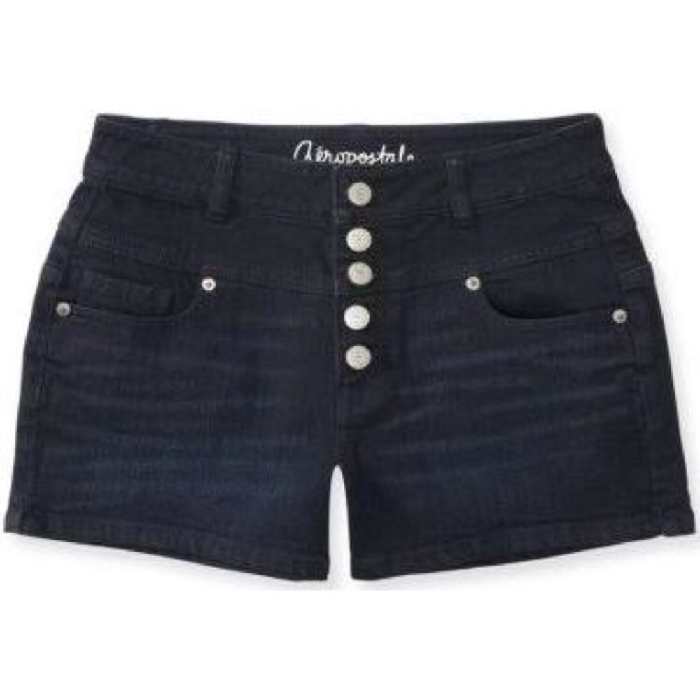 Aeropostale Dark Denim High Waisted Button Shorts